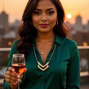 Banana Republic Double Chevron Gold Tone Necklace